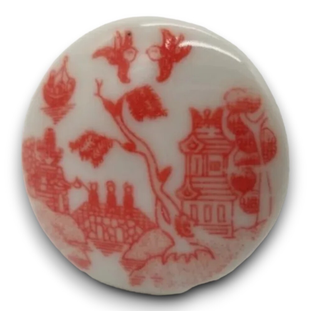 Six Vintage Pink Willow Porcelain Drawer Door Cabinet Cupboard Knobs & Hardware